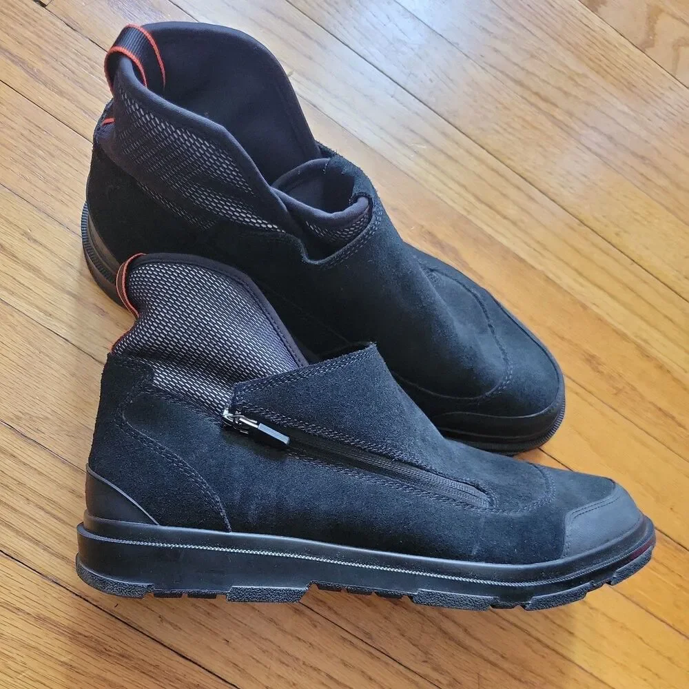 Swims NWOB Suede Ankle Boots with Zippers Size 11 US 44.5 EU in Solid black